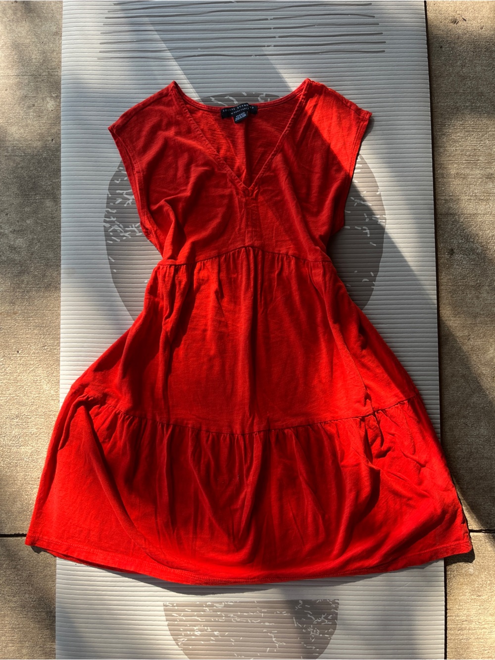 Red Tiered Sleeveless Casual Women's Dress